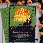 Retro Classic Haunted Graveyard Halloween Party Kaart