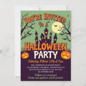 Retro Classic Haunted House Halloween Party Kaart (Voorkant)