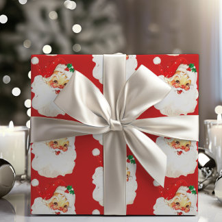 Retro Classic Kerstman Cadeaupapier