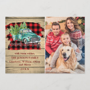 Retro Classic Kerstmis Truck Rustic Greeting Feestdagenkaart