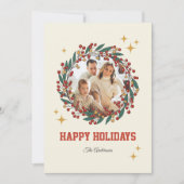 Retro Classic Kerstvakantie Fotobericht Feestdagenkaart (Voorkant)