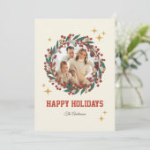 Retro Classic Kerstvakantie Fotobericht Feestdagenkaart (Staand voorkant)