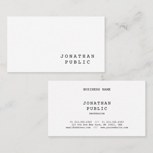 Retro Classic Nostalgic look Elegant Minimal Plain Visitekaartje (Voorkant / Achterkant)