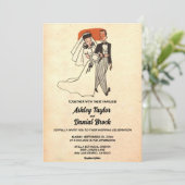 Retro Classic Old Romantic Rustic Wedding Kaart (Staand voorkant)