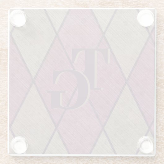Retro Classic Paars Diamond Argyle Monogram Glazen Onderzetter (Achterkant)