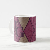 Retro Classic Paars Diamond Argyle Monogram Koffiemok (Voorkant links)