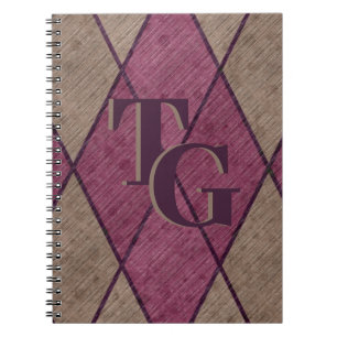 Retro Classic Paars Diamond Argyle Monogram Notitieboek