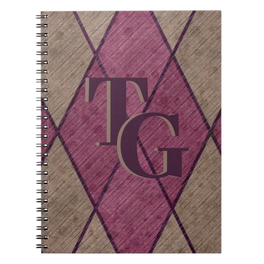 Retro Classic Paars Diamond Argyle Monogram Notitieboek (Voorkant)