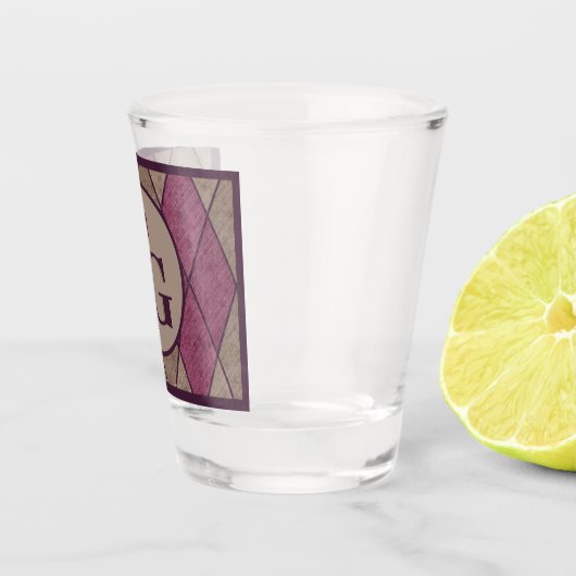 Retro Classic Paars Diamond Argyle Monogram Shot Glas (Rechts)