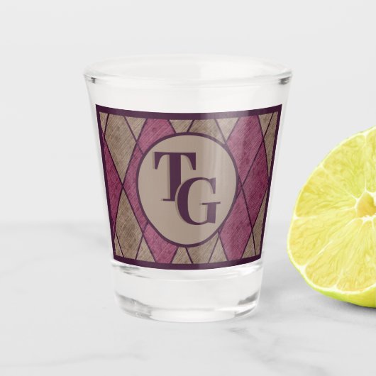 Retro Classic Paars Diamond Argyle Monogram Shot Glas