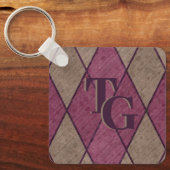 Retro Classic Paars Diamond Argyle Monogram Sleutelhanger (Voorkant)