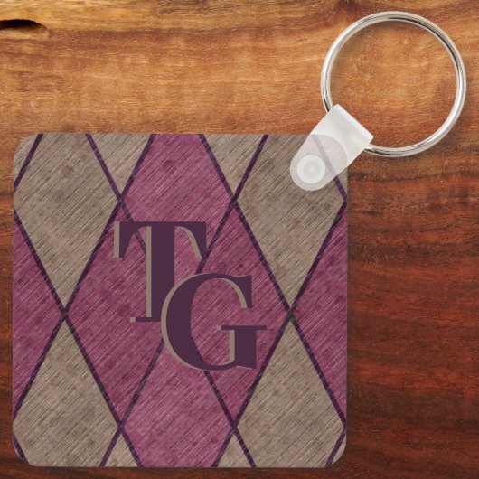 Retro Classic Paars Diamond Argyle Monogram Sleutelhanger (Achterkant)