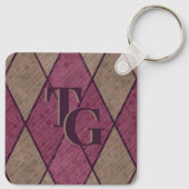 Retro Classic Paars Diamond Argyle Monogram Sleutelhanger (Achterkant)