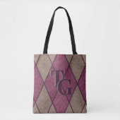 Retro Classic Paars Diamond Argyle Monogram Tote Bag (Voorkant)
