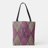 Retro Classic Paars Diamond Argyle Monogram Tote Bag (Achterkant)