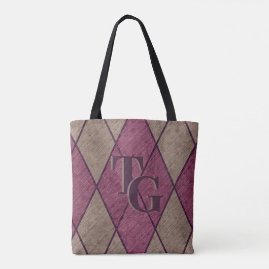Retro Classic Paars Diamond Argyle Monogram Tote Bag (Achterkant)