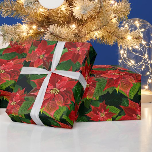 Retro Classic Poinsettia kerstfeestcadeau Cadeaupapier (Feestdagen)