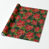 Retro Classic Poinsettia kerstfeestcadeau Cadeaupapier (Uitgerold)
