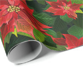 Retro Classic Poinsettia kerstfeestcadeau Cadeaupapier (Rol Hoek)