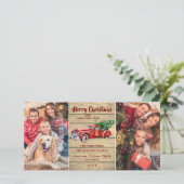 Retro Classic Red Kerstmis Truck Rustic Greeting Feestdagenkaart (Staand voorkant)