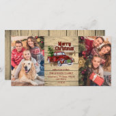 Retro Classic Red Kerstmis Truck Rustic Greeting Feestdagenkaart (Voorkant / Achterkant)