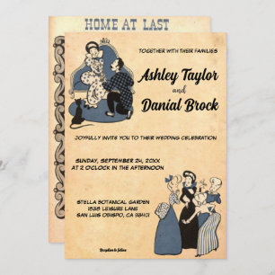 Retro Classic Romantic 50s Rustic Wedding Kaart