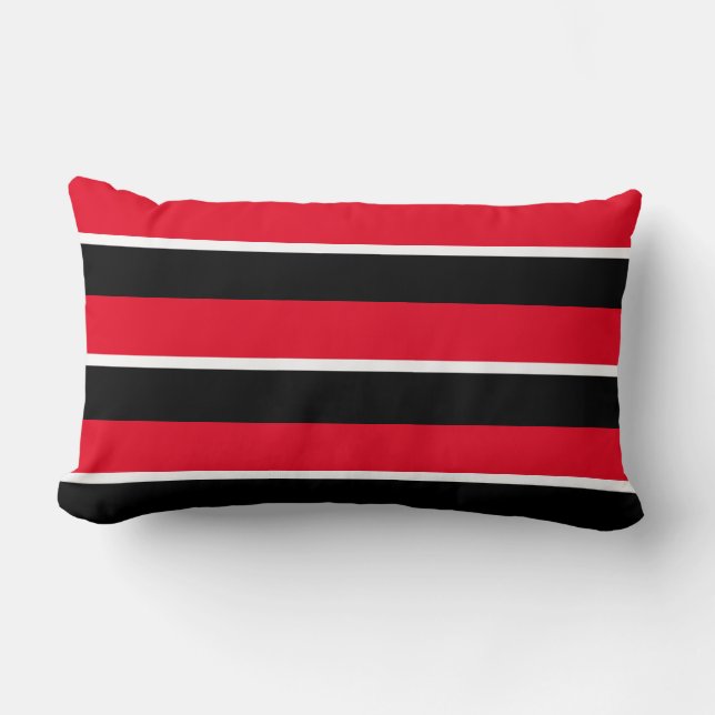 Retro Classic Rood Zwart Wit Strepen Kussen (Voorkant)