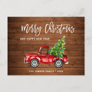 Retro Classic Rustic Kerstmis Ruck Holiday Briefkaart