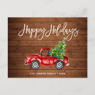 Retro Classic Rustic Kerstmis Ruck Holiday Briefkaart