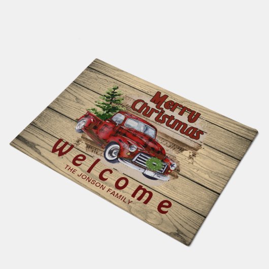 Retro Classic Rustic Kerstmis Ruck Holiday Deurmat (Schuin)