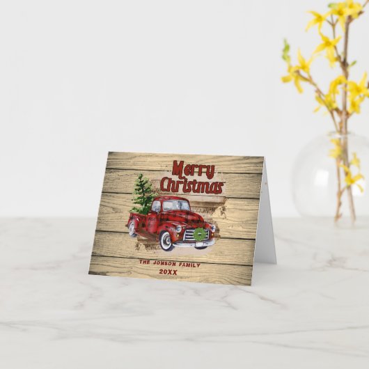 Retro Classic Rustic Kerstmis Ruck Holiday Kaart (Gele Bloem)