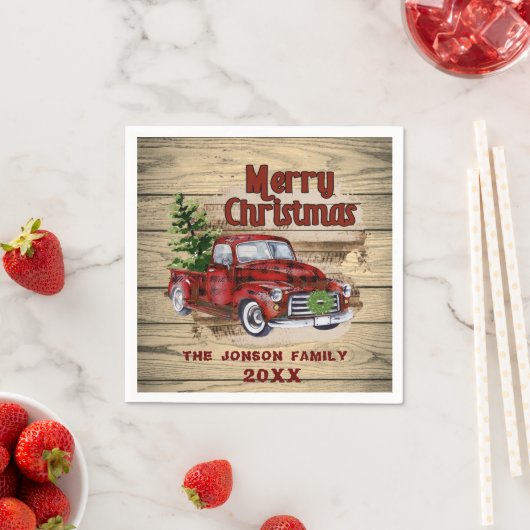 Retro Classic Rustic Kerstmis Ruck Holiday Servet (Insitu)