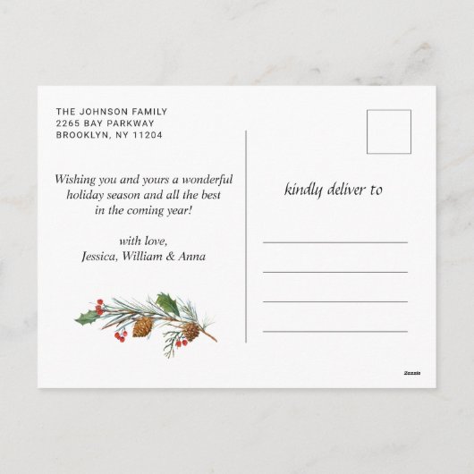 Retro Classic Rustic-kerstrood vrachtwagen Feestdagenkaart (Achterkant)