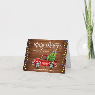 Retro Classic Rustic Red Truck kerstgroet Feestdagen Kaart