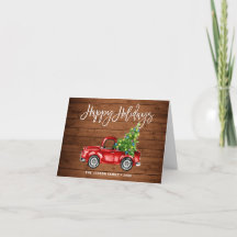 Retro Classic Rustic Red Truck kerstgroet