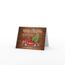Retro Classic Rustic Red Truck kerstgroet