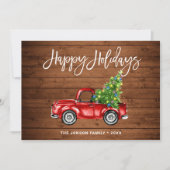 Retro Classic Rustic Red Truck kerstgroet Feestdagenkaart (Voorkant)