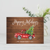 Retro Classic Rustic Red Truck kerstgroet Feestdagenkaart (Staand voorkant)