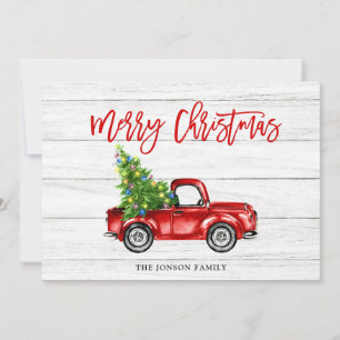 Retro Classic Rustic Red Truck kerstgroet Feestdagenkaart