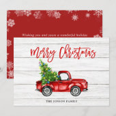 Retro Classic Rustic Red Truck kerstgroet Feestdagenkaart (Voorkant / Achterkant)