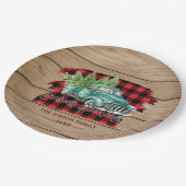 Retro Classic Rustic Wood Merry kerstak Papieren Bordje (Gekanteld)