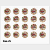 Retro Classic Rustic Wood Merry kerstak Ronde Sticker (Vel)