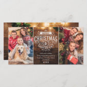 Retro Classic Rustiek Hout Vrolijk Kerstfeest Groe Feestdagenkaart (Voorkant / Achterkant)