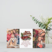 Retro Classic Rustieke Rode Kerstmis Vrachtwagen G Feestdagenkaart (Staand voorkant)