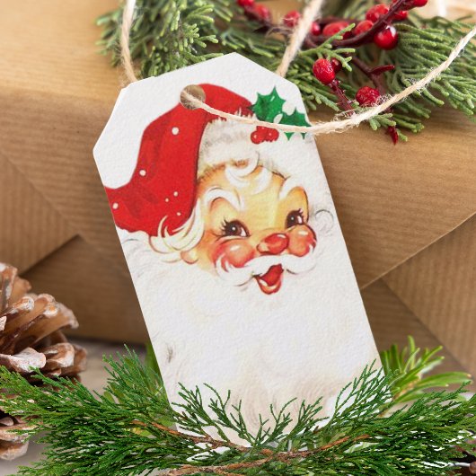 Retro Classic Santa Gepersonaliseerde Kerst Cadeaulabel
