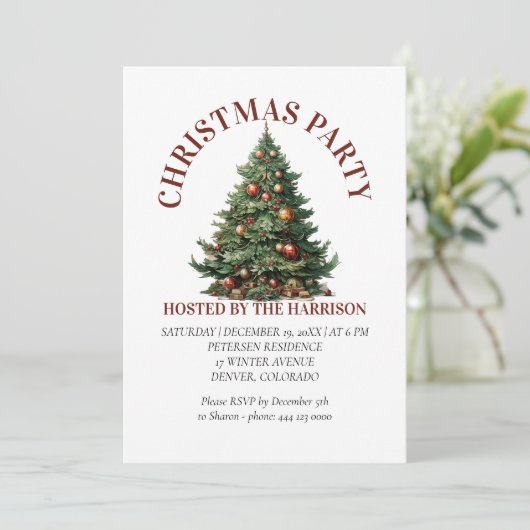 Retro Classic Schattigee kerstboom Kaart (Staand voorkant)