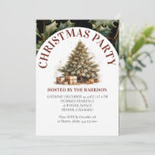 Retro Classic Schattigee Waterverf Gouden Kerstboo Kaart (Staand voorkant)