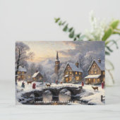 Retro Classic Snowy Winter Wonderland gepersonalis Feestdagenkaart (Staand voorkant)