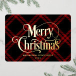Retro Classic Sparkle Merry Christmas Gold Folie Feestdagenkaart<br><div class="desc">Moderne vrolijke kerstgroet vakantie Kaart. Verras en breng vreugde aan uw naasten en maak de viering onvergetelijk. Klik voor verdere aanpassingen op de link "Verder aanpassen" en gebruik onze ontwerptool om deze sjabloon aan te passen.</div>
