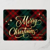 Retro Classic Sparkle Merry Christmas Gold Folie Feestdagenkaart (Voorkant)